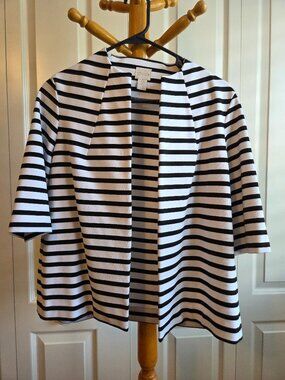 Chico's Black & White striped blazer jacket size 0 (Small)